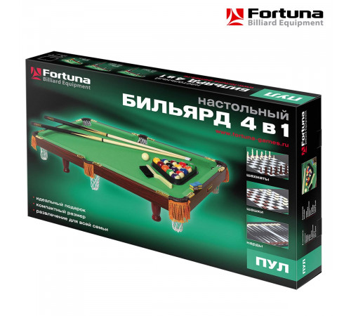 Бильярдный стол Fortuna Пул 3фт 4 в 1 с комплектом аксессуаров