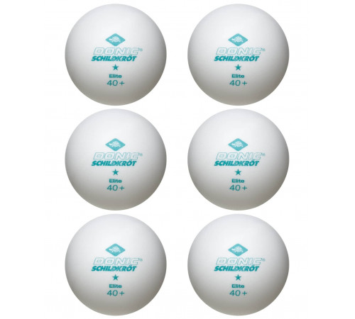 Мяч для настольного тенниса 1* Elite, белый 6 шт.